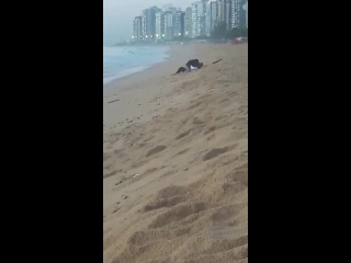 Sexo explícito de casal metendo na areia da praia carioca
